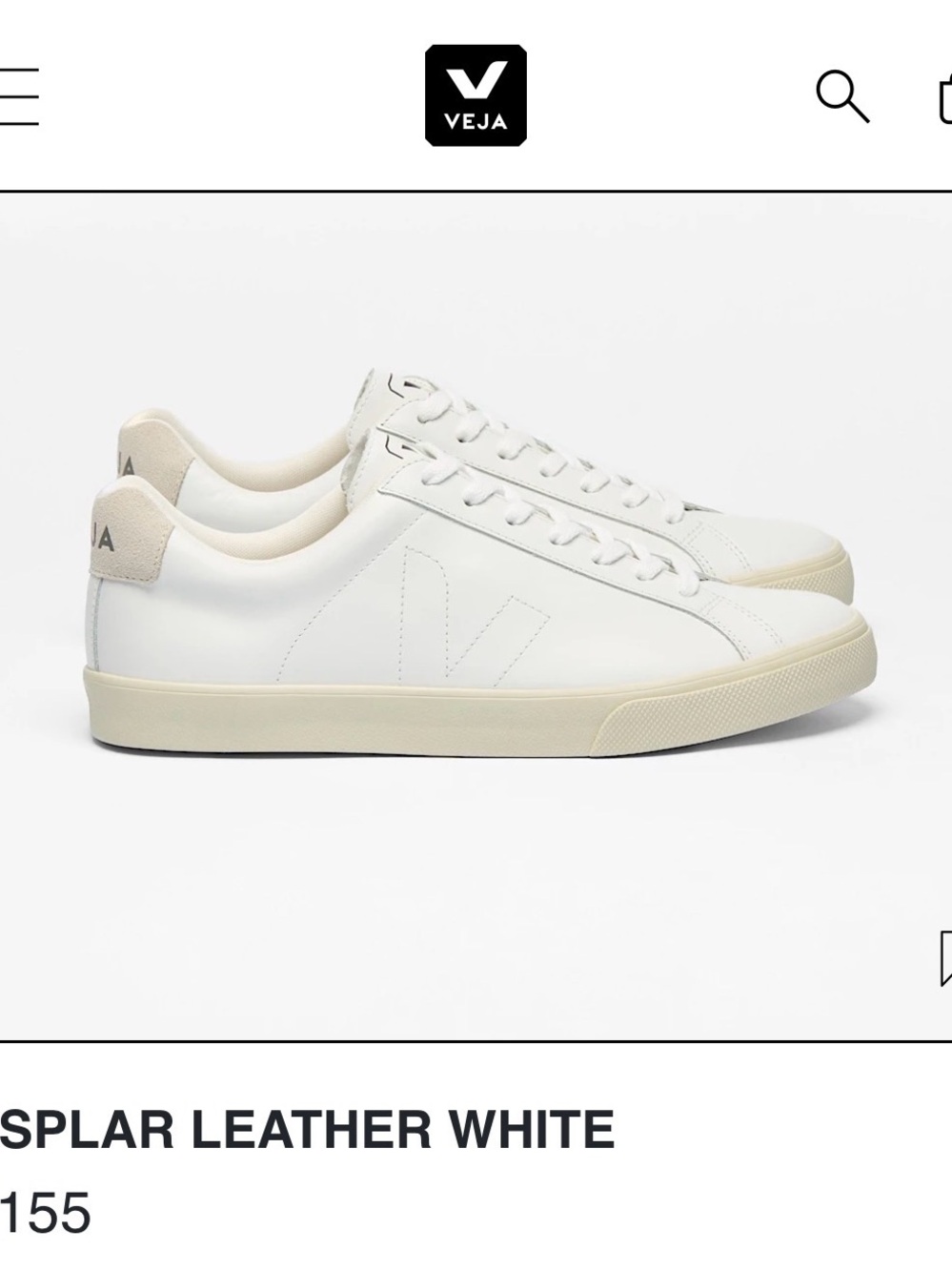 Veja Women’s Esplar Campo Leather Sneakers in White with Off-White Sole